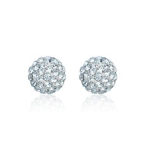 10k Solid Yellow Gold White Swarovski Earrings